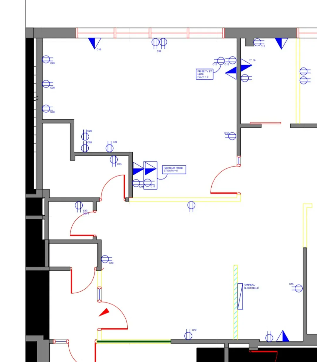 Local commercial, plan TQC. Plan tel que construit pour une demande de permis.